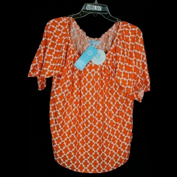 ESCAPADA LIVING S/S JOJO TOP  WHITE TANGERINE MARR - Picture 4 of 9